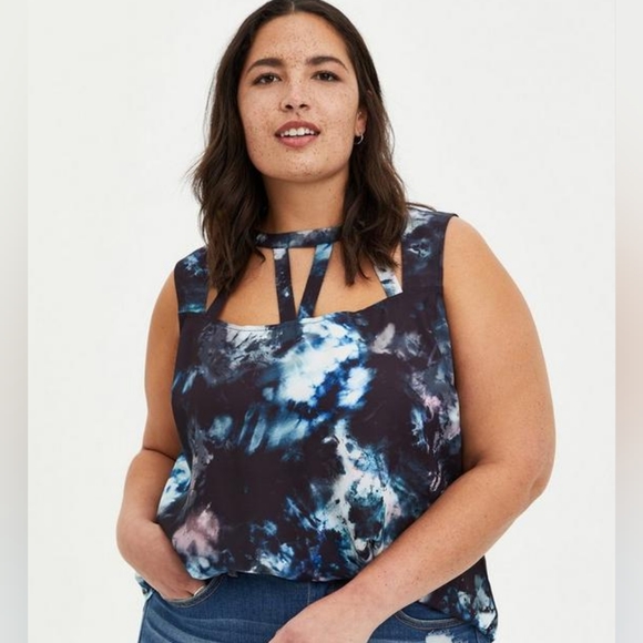 SALE NWT Torrid Tie-dye Georgette Cage Front Tank 00 - Picture 5 of 15